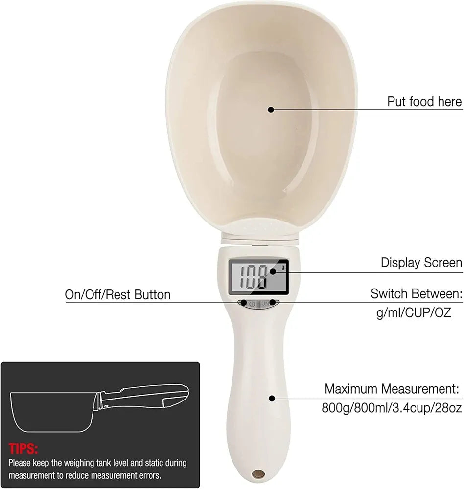 Cuillère de mesure numérique pour chien et chat - Précision et facilité d'utilisation