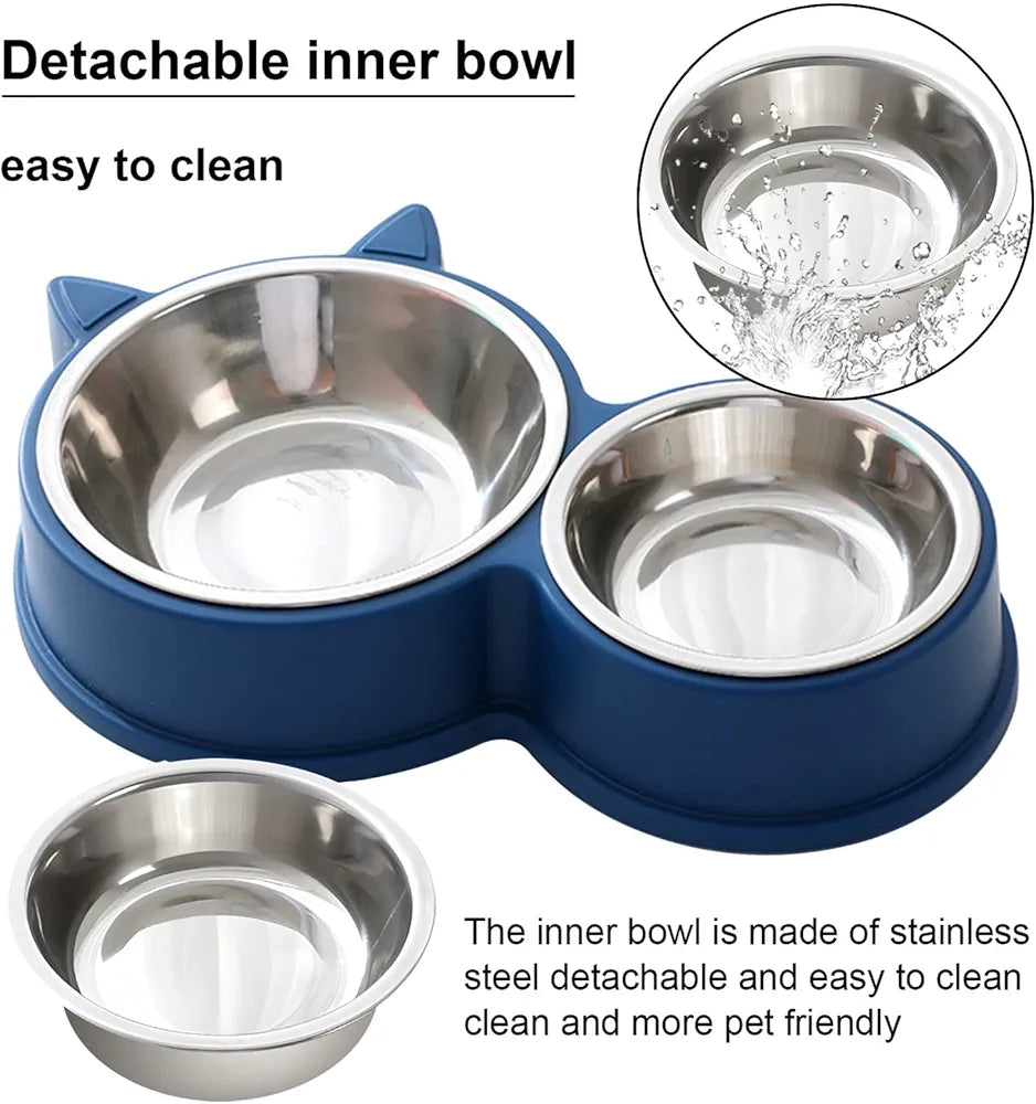 Double gamelles en acier inoxydable pour chien et chat