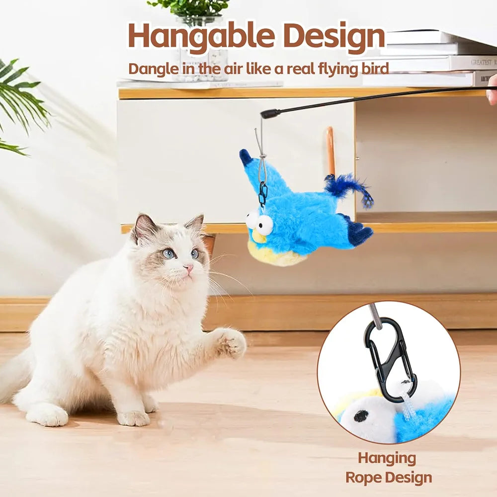 Oiseau interactif gazouillant rechargeable pour chat