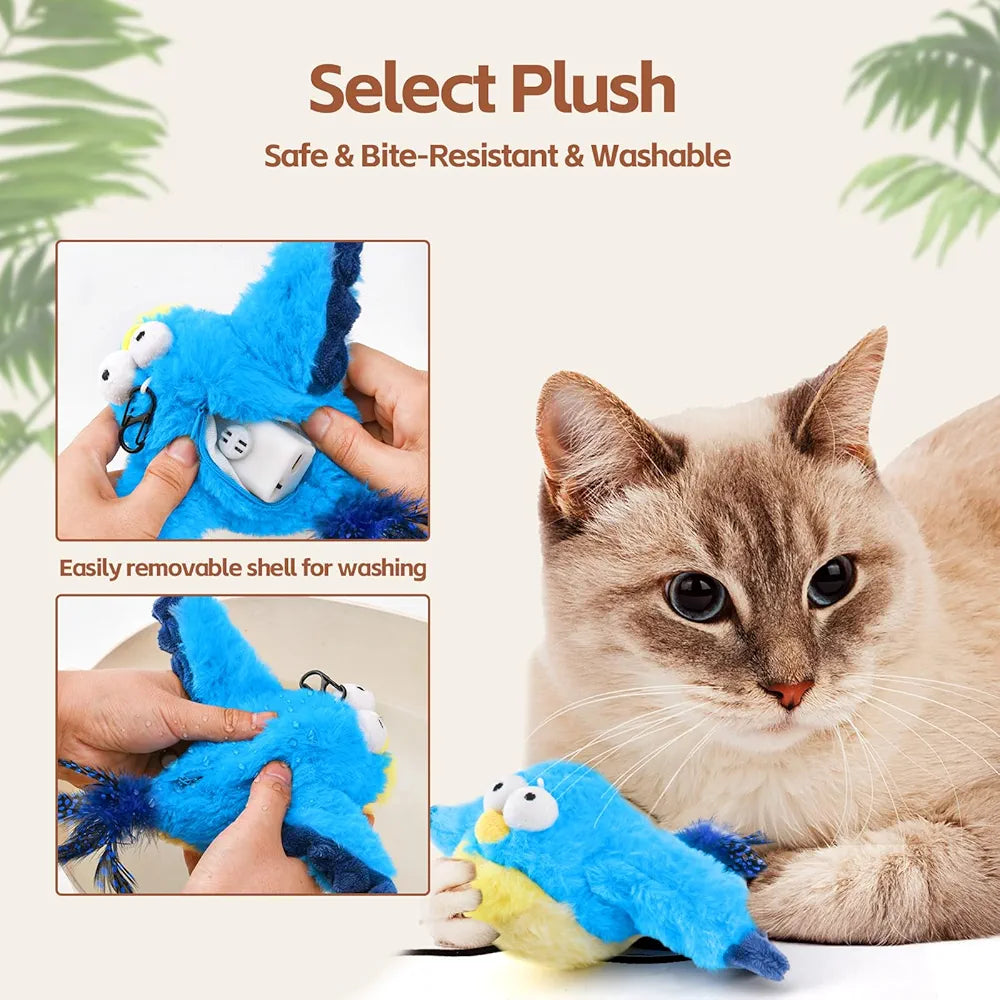 Oiseau interactif gazouillant rechargeable pour chat
