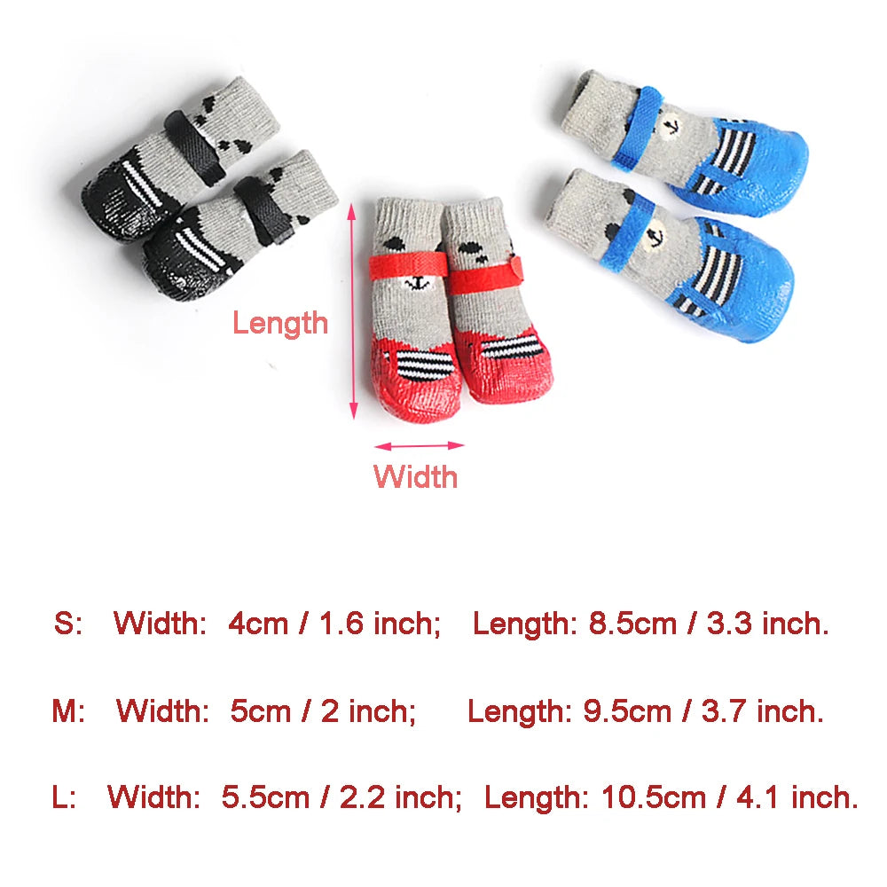 Lot de 4 chaussettes imperméables et antidérapantes pour chien, offrant un confort optimal