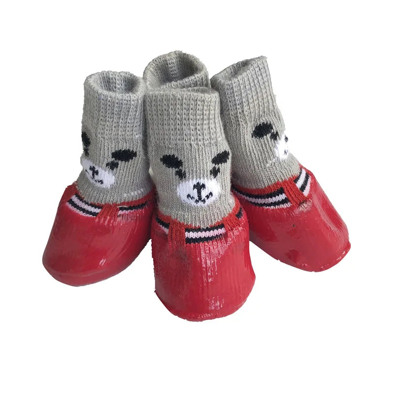 Lot de 4 chaussettes imperméables et antidérapantes pour chien, offrant un confort optimal