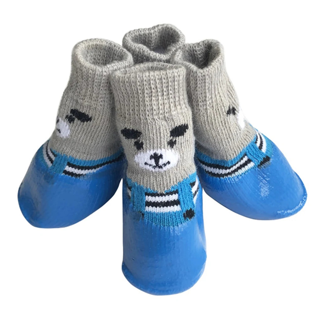 Lot de 4 chaussettes imperméables et antidérapantes pour chien, offrant un confort optimal
