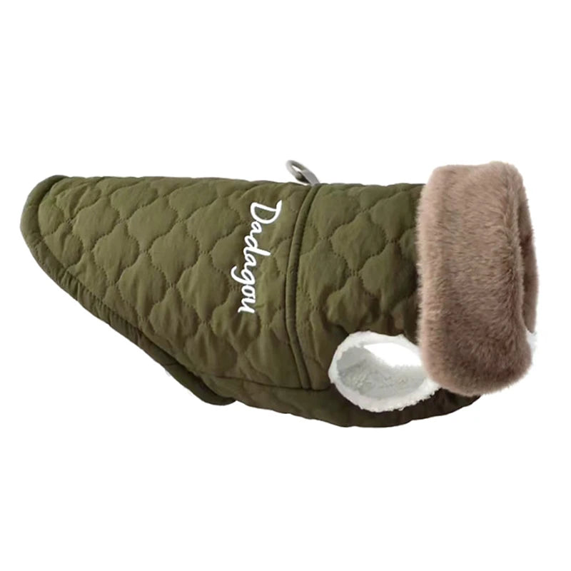 Manteau Imperméable avec col en fourrure et doublure en polaire pour petits chiens
