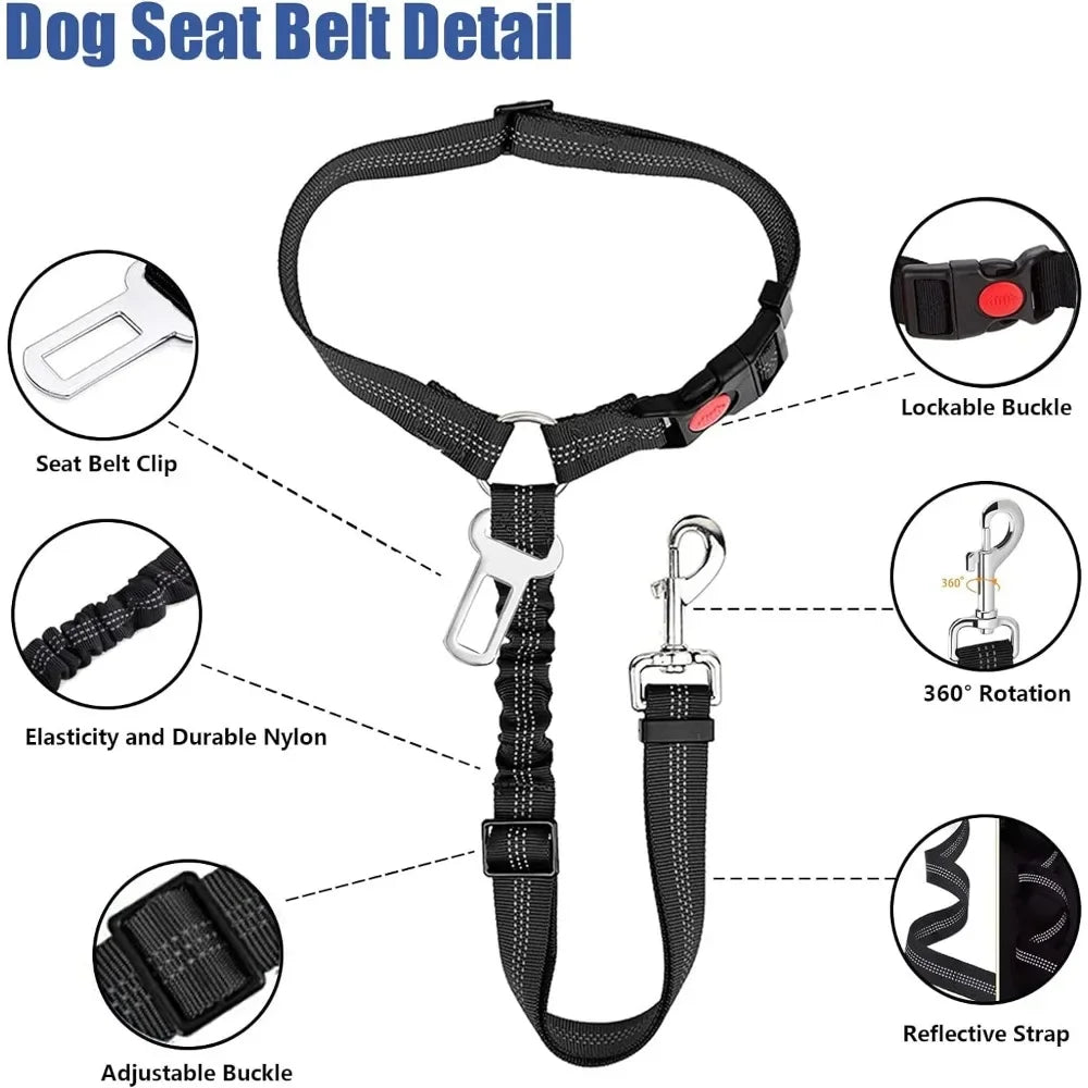 Ceinture de sécurité 2 en 1 ajustable pour chien
