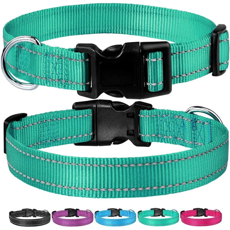 Collier en Nylon réfléchissant réglable pour chien