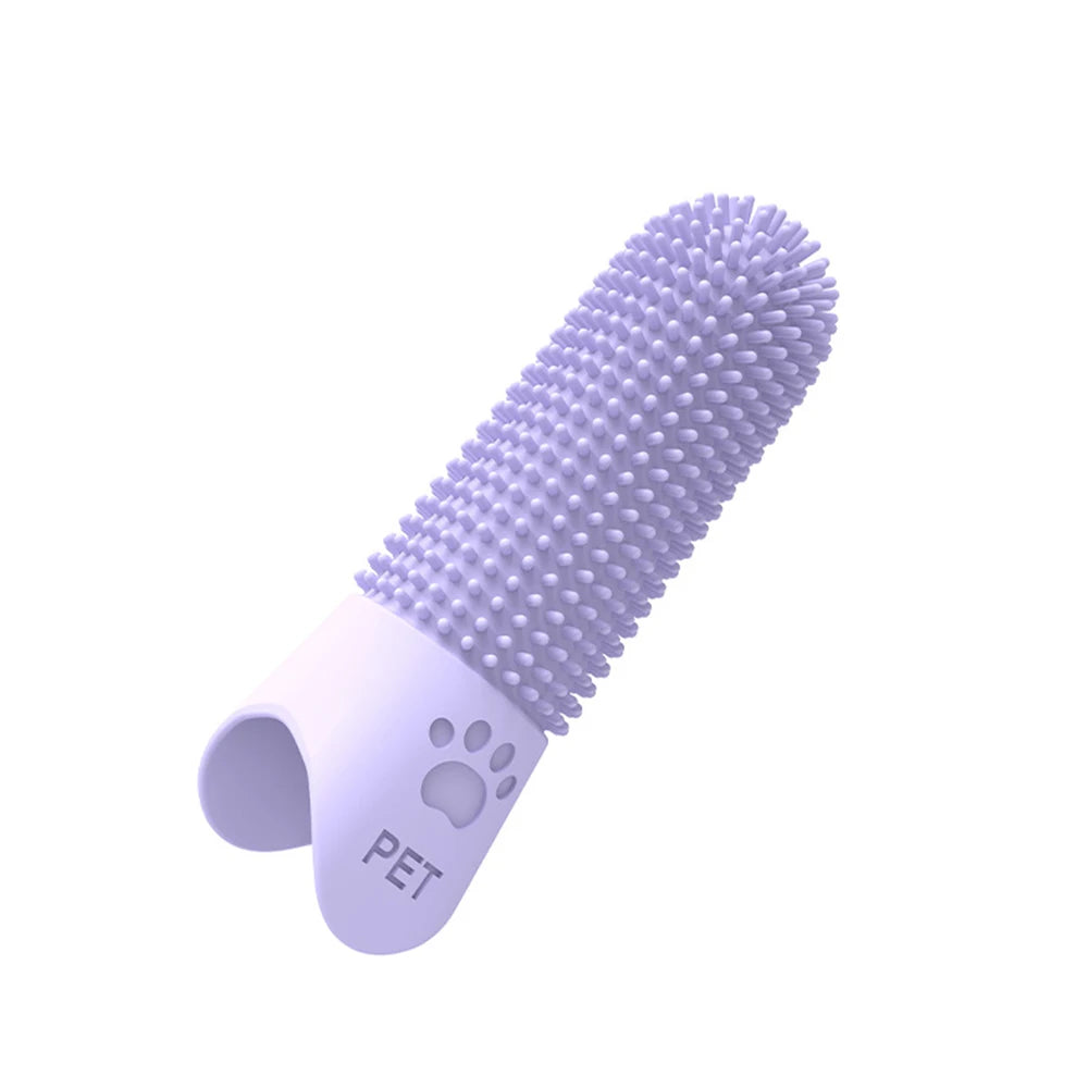 Brosse à dents doigtier à 360 degrés en silicone pour chien et chat