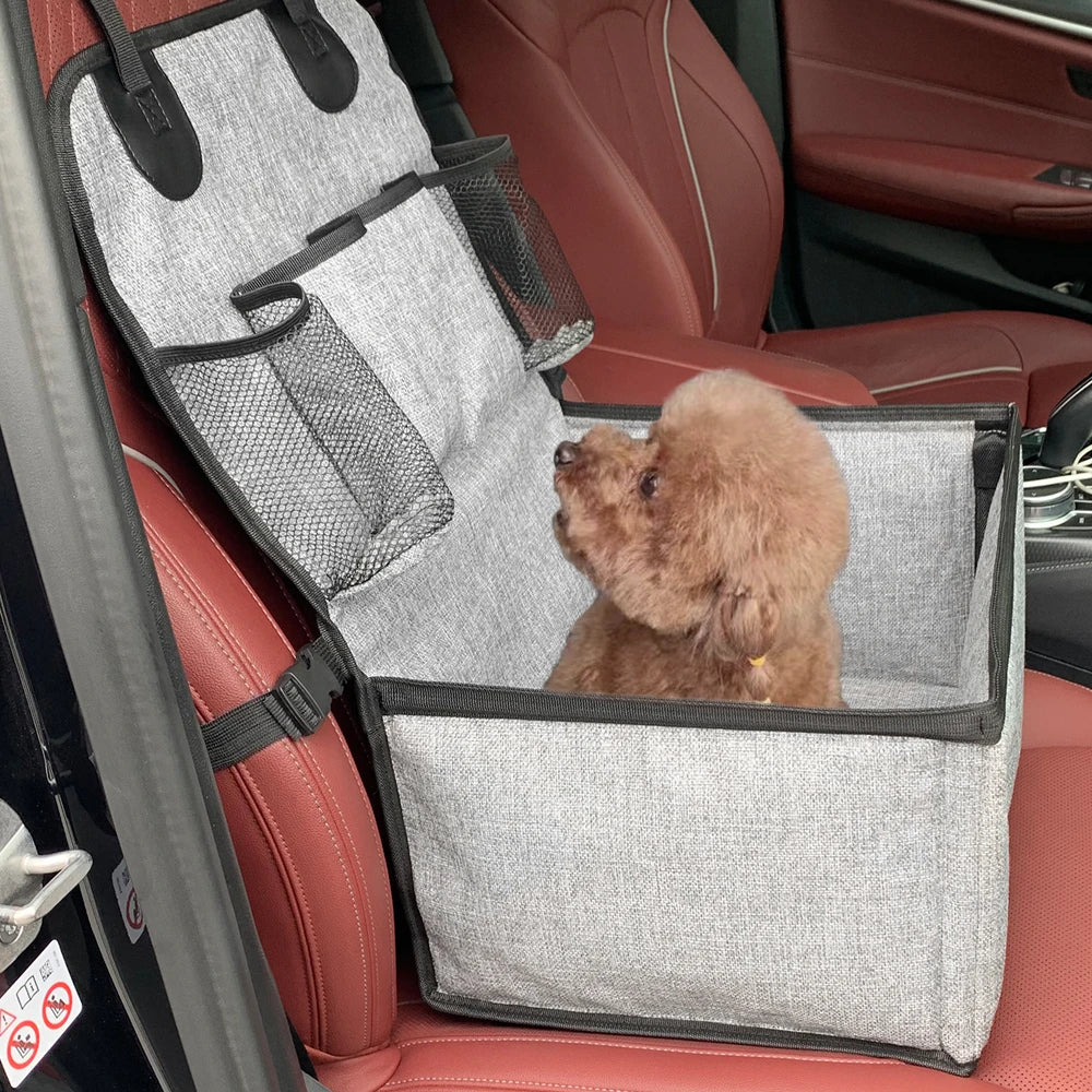 Siège auto pour siège avant de voiture avec poches de rangement pour chiens de petite taille