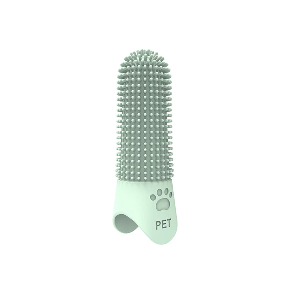 Brosse à dents doigtier à 360 degrés en silicone pour chien et chat