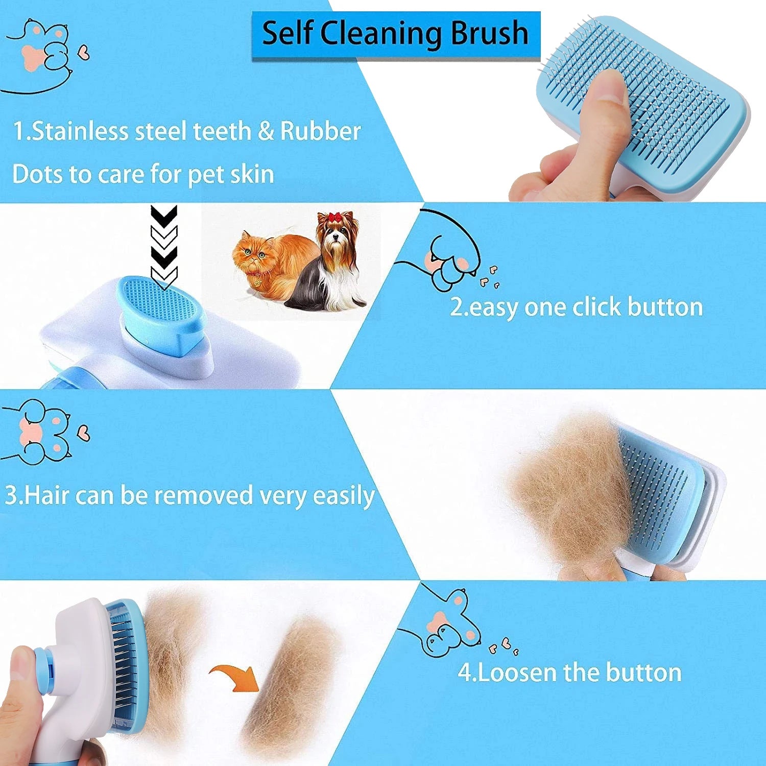 Brosse épilatoire poils long pour chien et chat