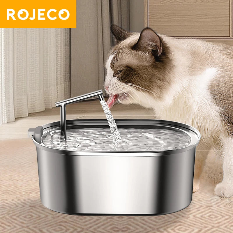 ROJECO - Fontaine à eau en acier inoxydable - 3,2L pour petits chiens et chats