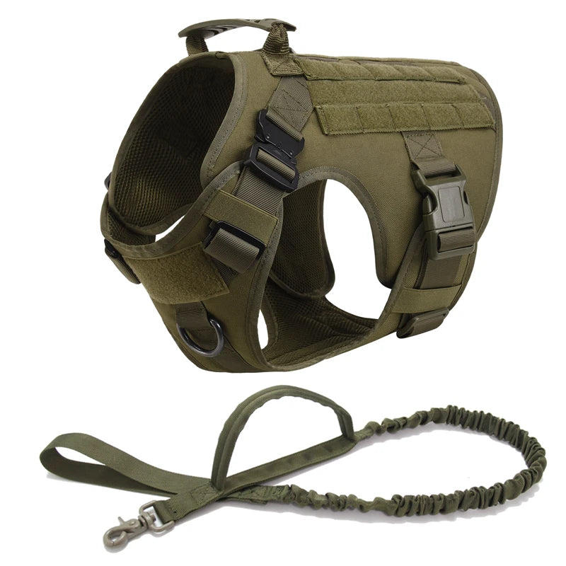 Ensemble Militaire Tactique K9 - Harnais Anti-Traction et Laisses d'entraînement pour chien