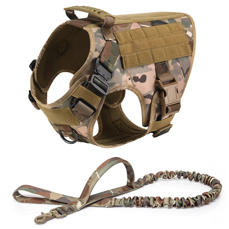 Ensemble Militaire Tactique K9 - Harnais Anti-Traction et Laisses d'entraînement pour chien