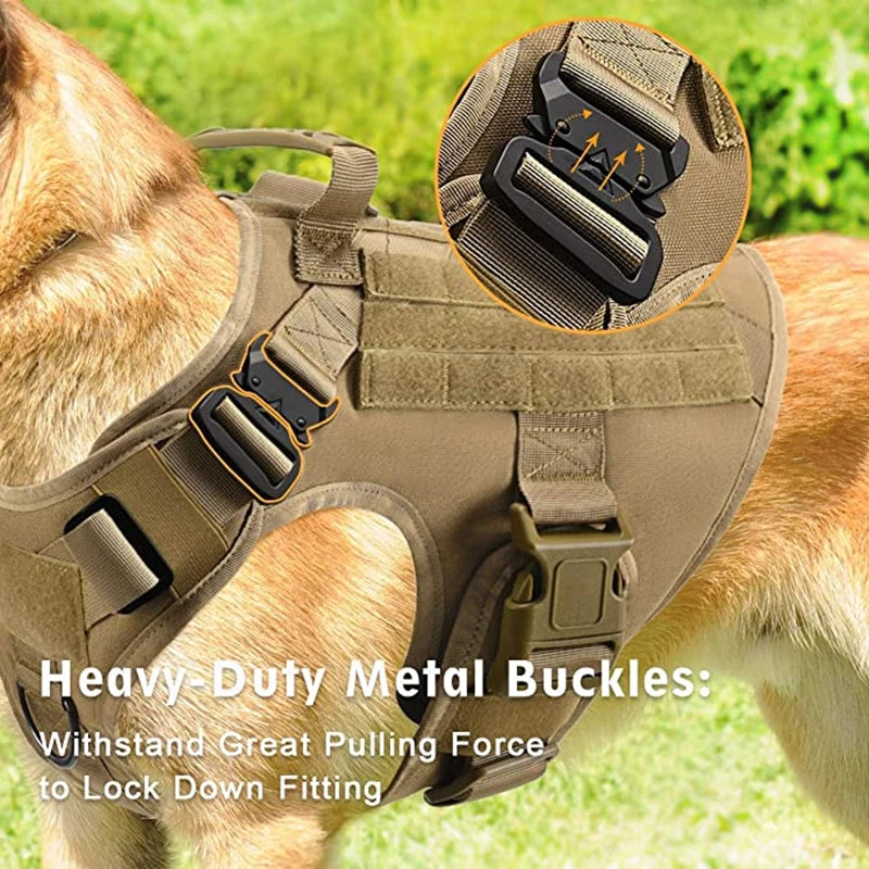 Ensemble Militaire Tactique K9 - Harnais Anti-Traction et Laisses d'entraînement pour chien