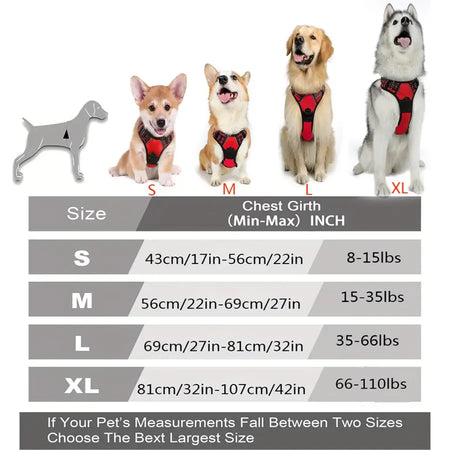 Harnais réfléchissant Anti-Traction avec poignée pour chien