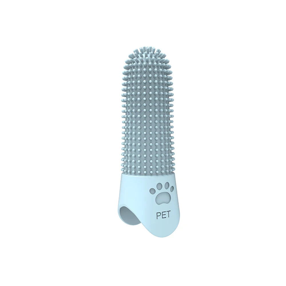 Brosse à dents doigtier à 360 degrés en silicone pour chien et chat