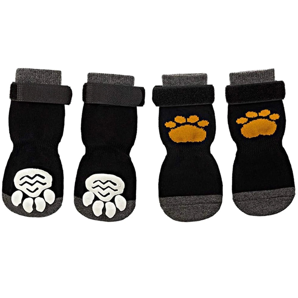 Lot de 4 chaussettes réglables antidérapantes et confortables pour chien