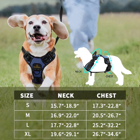 Harnais réfléchissant Anti-Traction avec poignée pour chien