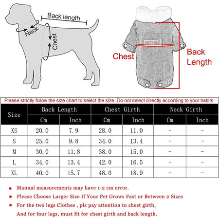 Manteau en doublure polaire pour petits et moyens chiens