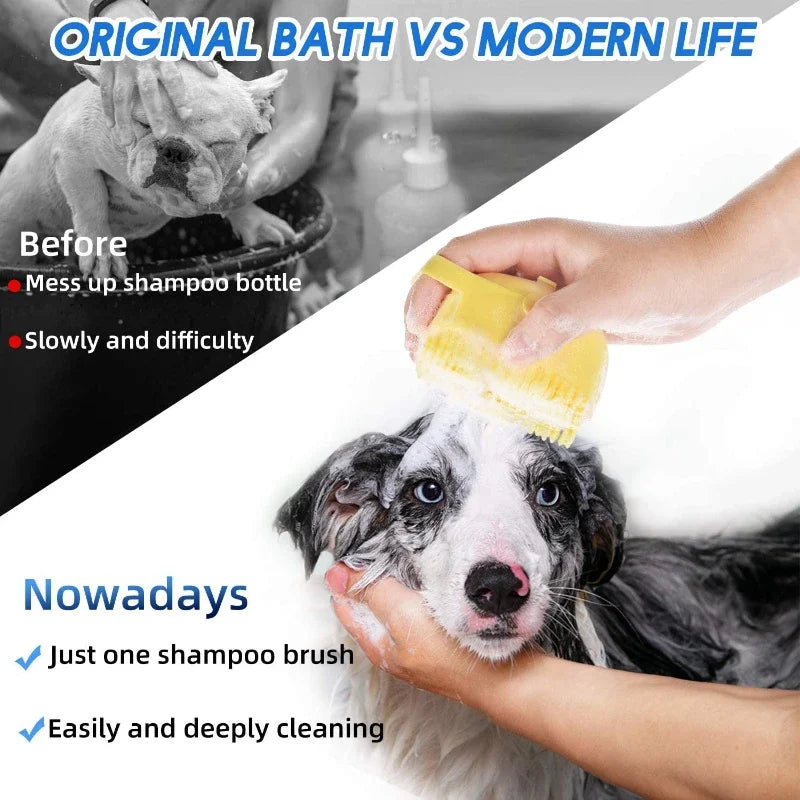 Brosse de bain avec distributeur de shampoing intégré - 80ml pour chien et chat