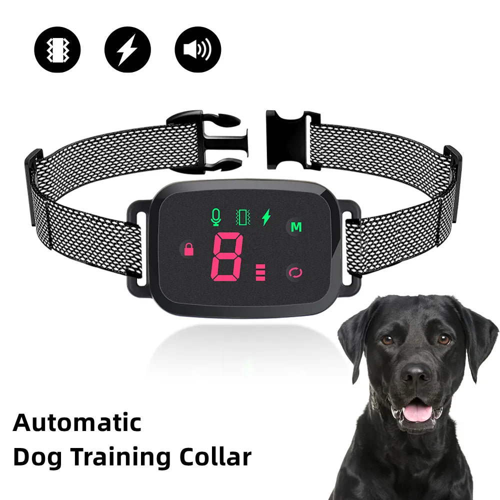 Collier intelligent anti-aboiement rechargeable pour chien avec affichage numérique HD