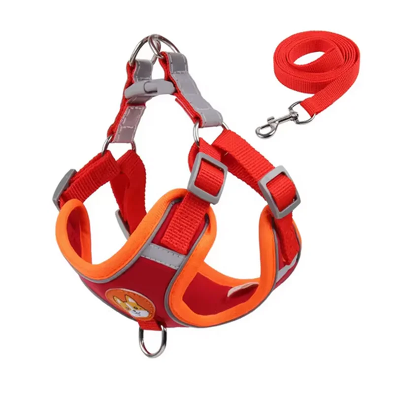 Harnais Anti-Traction réfléchissant réglable et confortable avec laisse pour chiens de petite et moyenne taille