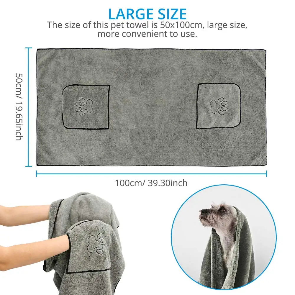 Serviette de bain absorbante pour chien et chat