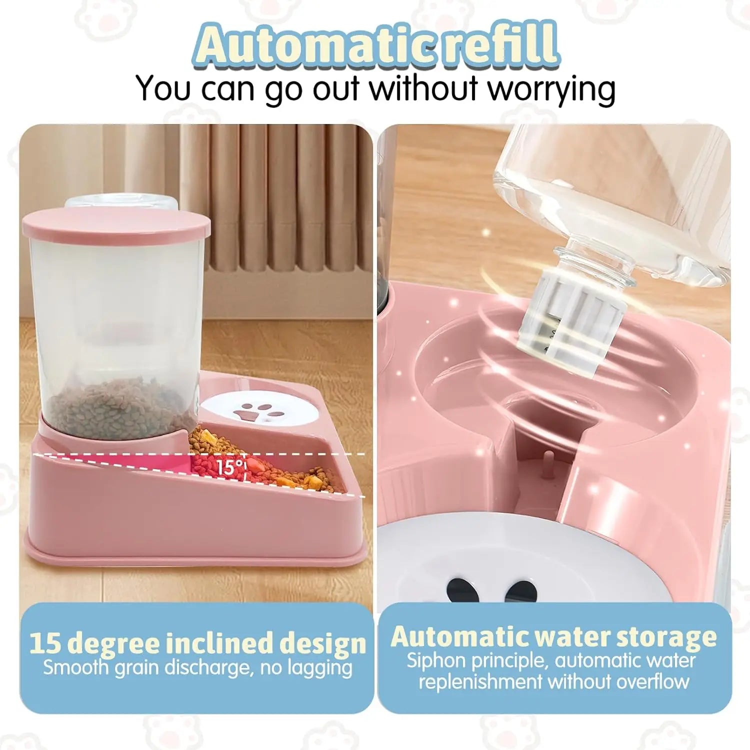 Distributeur automatique 2 en 1 eau et nourriture pour petits chiens et chats