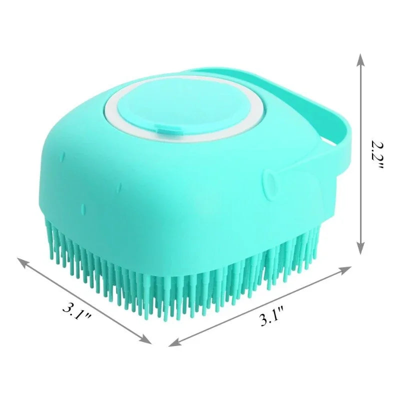 Brosse de bain avec distributeur de shampoing intégré - 80ml pour chien et chat
