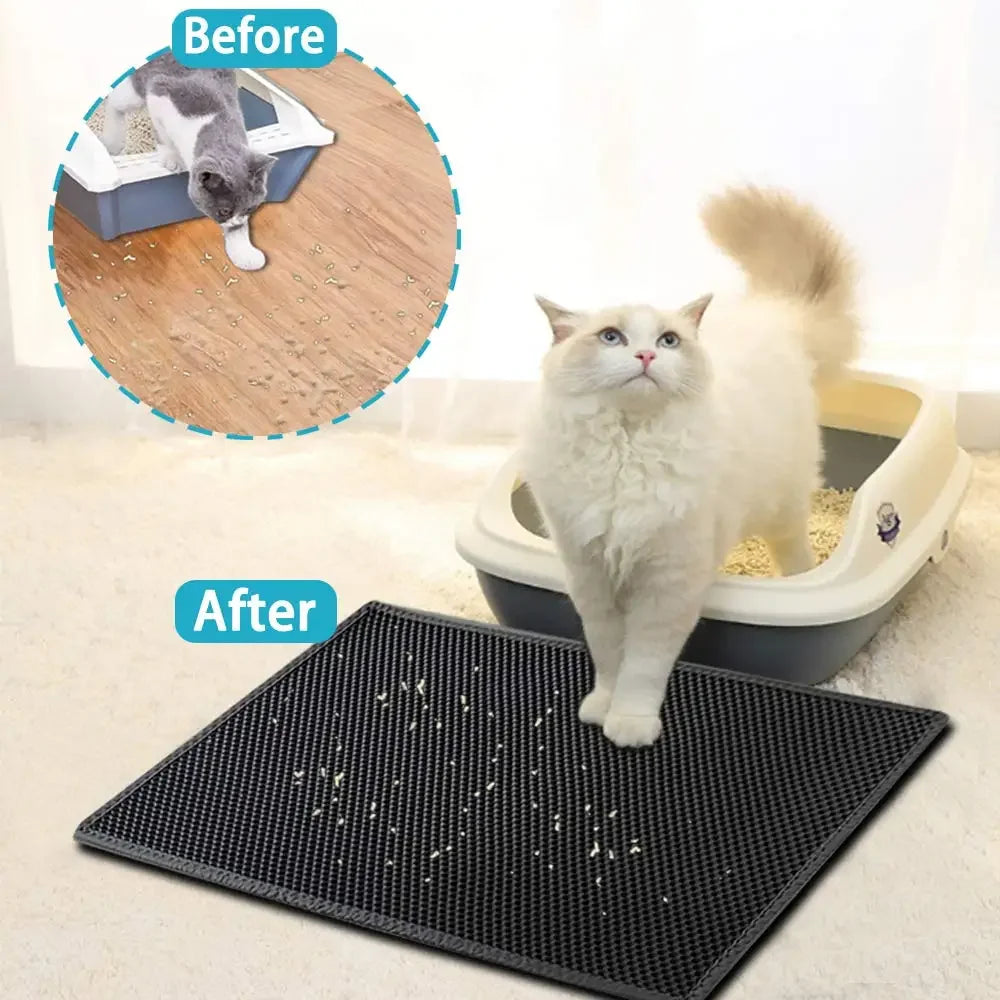 Tapis de litière imperméable à double couche pour chat