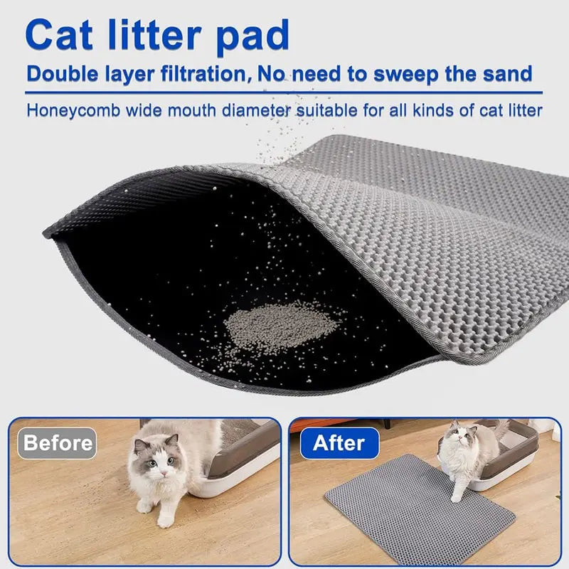 Tapis de litière imperméable à double couche pour chat
