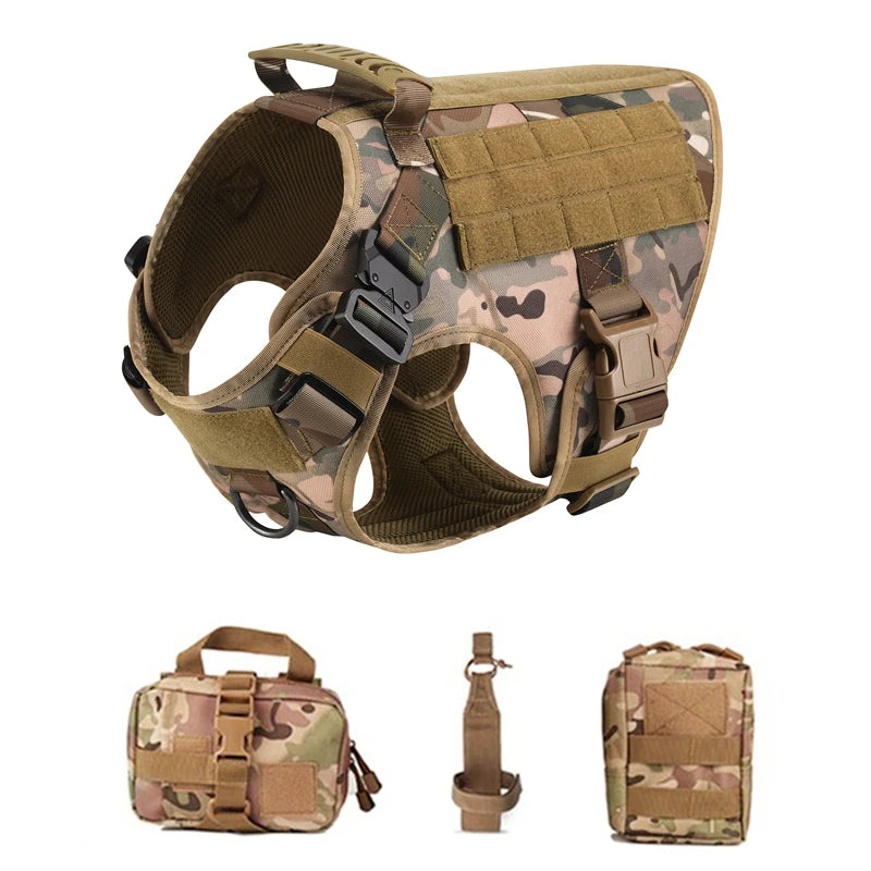 Ensemble Militaire Tactique K9 - Harnais Anti-Traction et Laisses d'entraînement pour chien