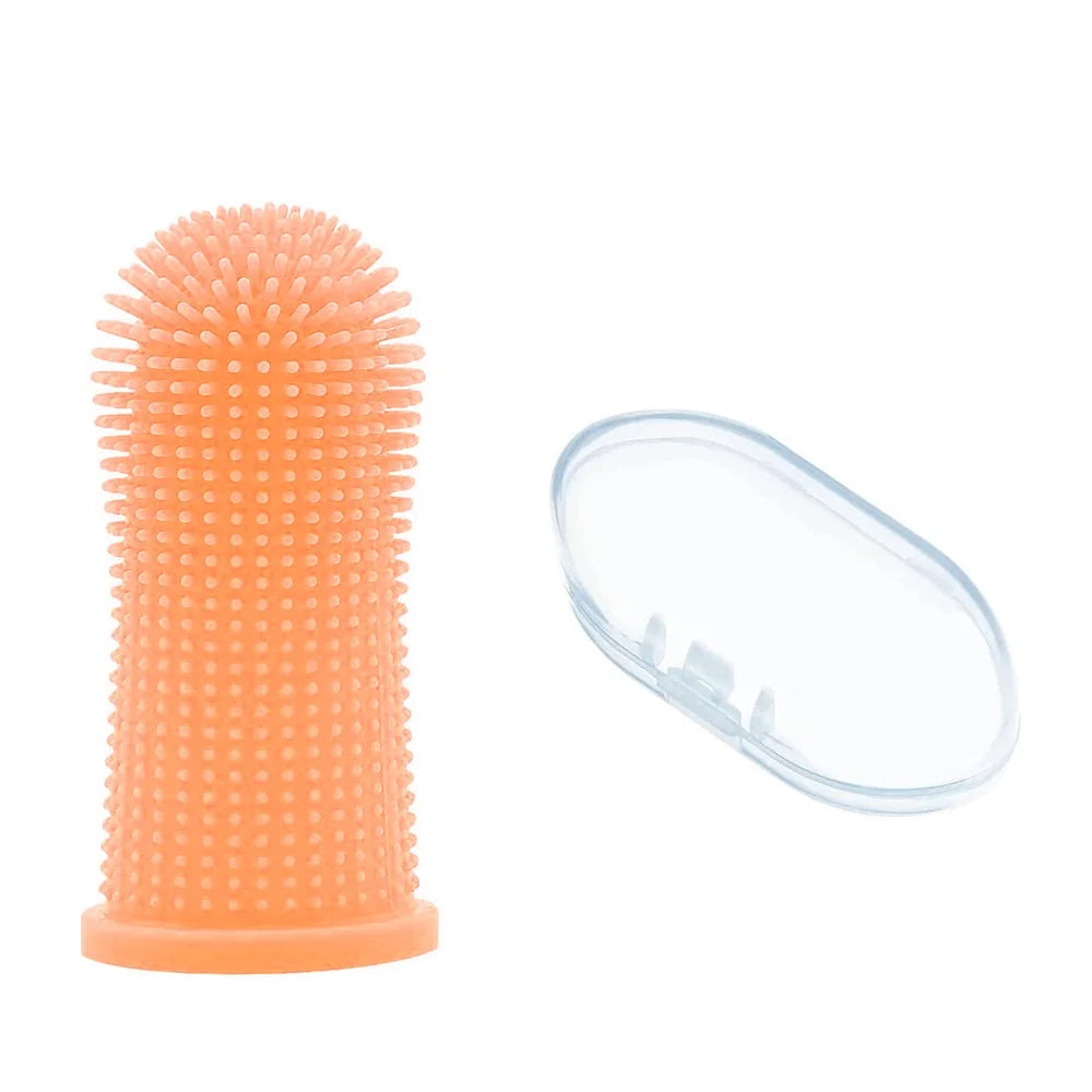 Brosse à dents doigtier douce à 360 degrés en silicone pour chien et chat