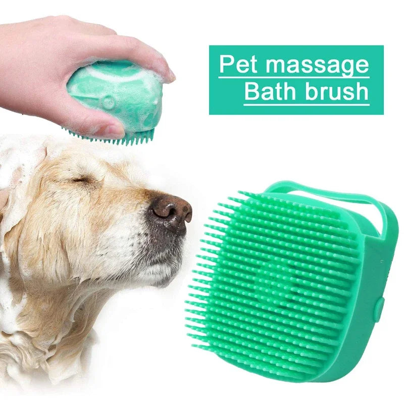 Brosse de bain avec distributeur de shampoing intégré - 80ml pour chien et chat
