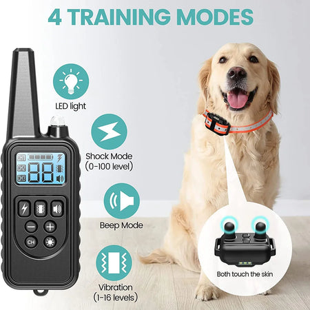 Collier de Dressage - Anti-Aboiement avec Choc et Vibration pour chien