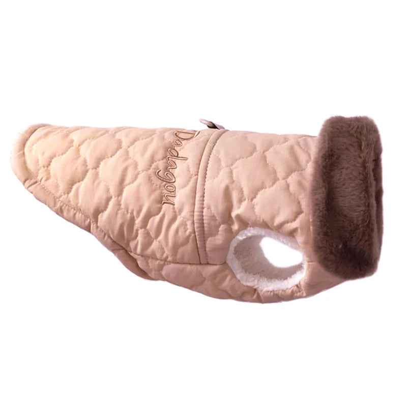 Manteau Imperméable avec col en fourrure et doublure en polaire pour petits chiens