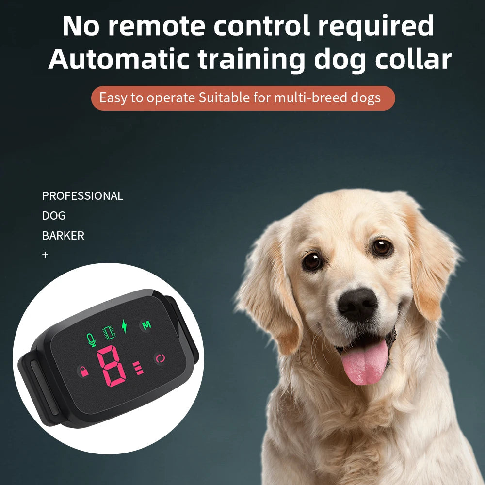 Collier intelligent anti-aboiement rechargeable pour chien avec affichage numérique HD