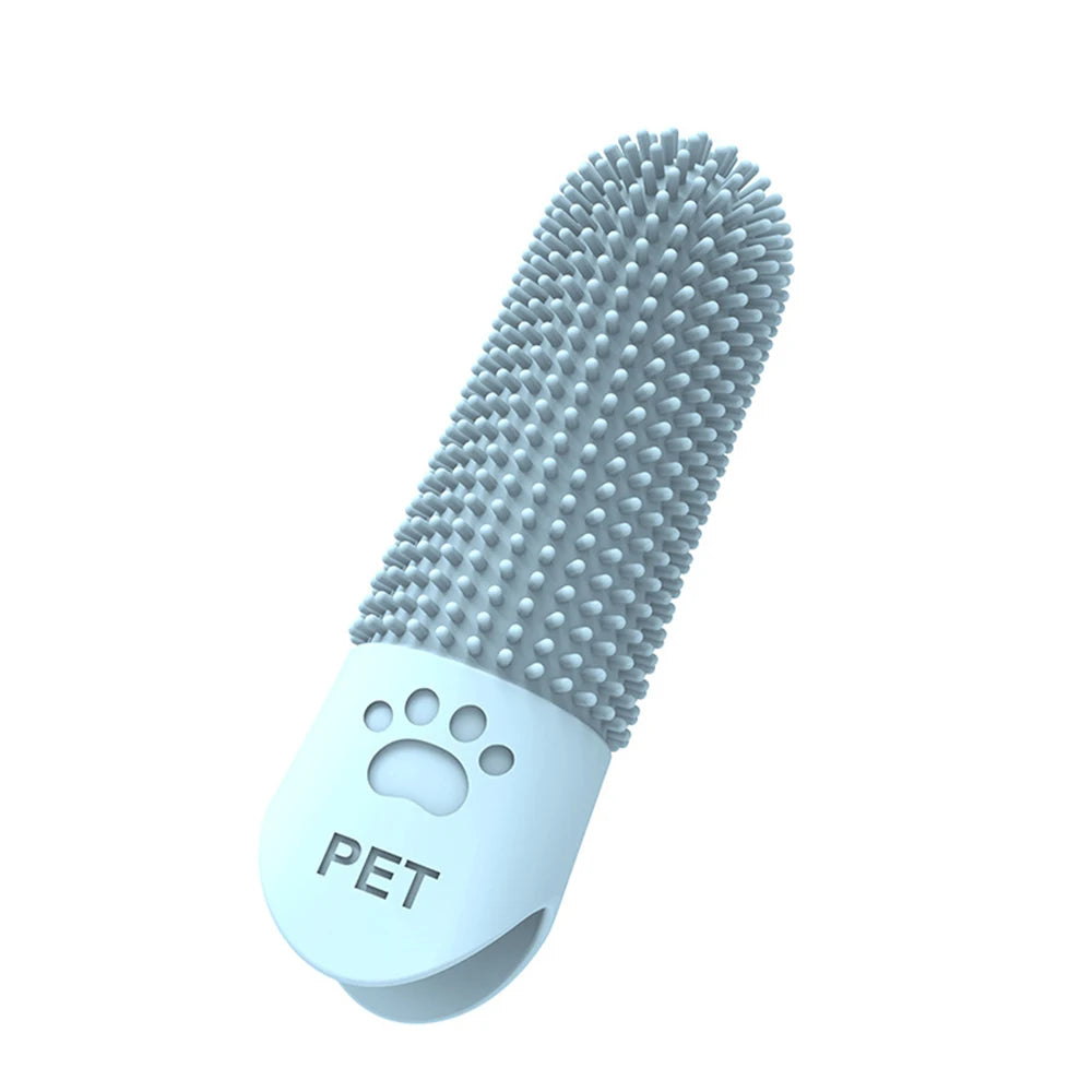Brosse à dents doigtier à 360 degrés en silicone pour chien et chat