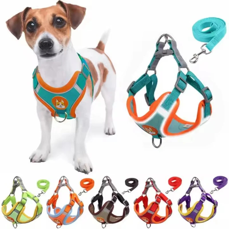 Harnais Anti-Traction réfléchissant réglable et confortable avec laisse pour chiens de petite et moyenne taille