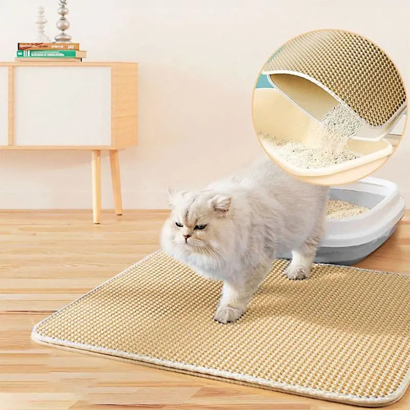 Tapis de litière imperméable à double couche pour chat