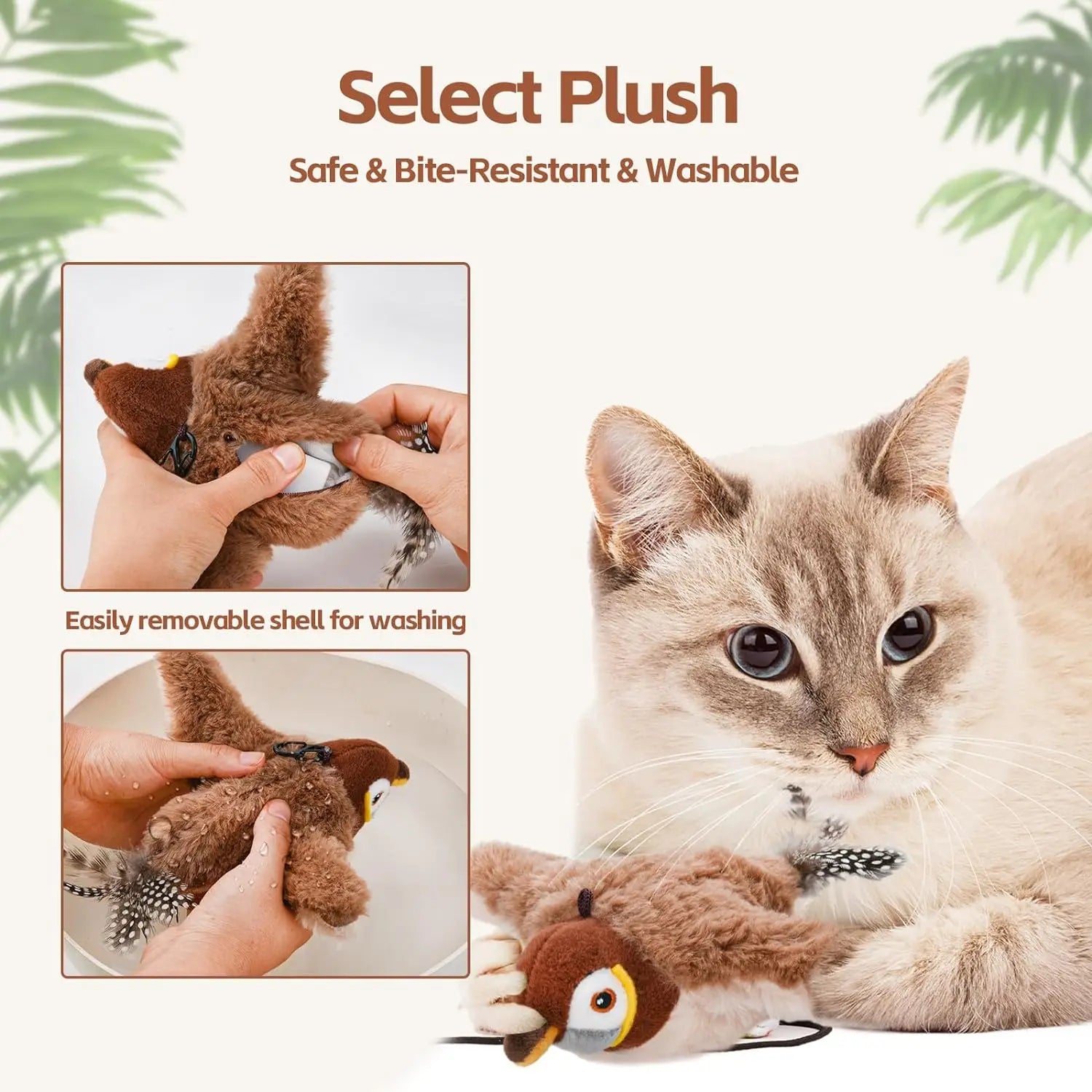 Oiseau interactif gazouillant rechargeable pour chat