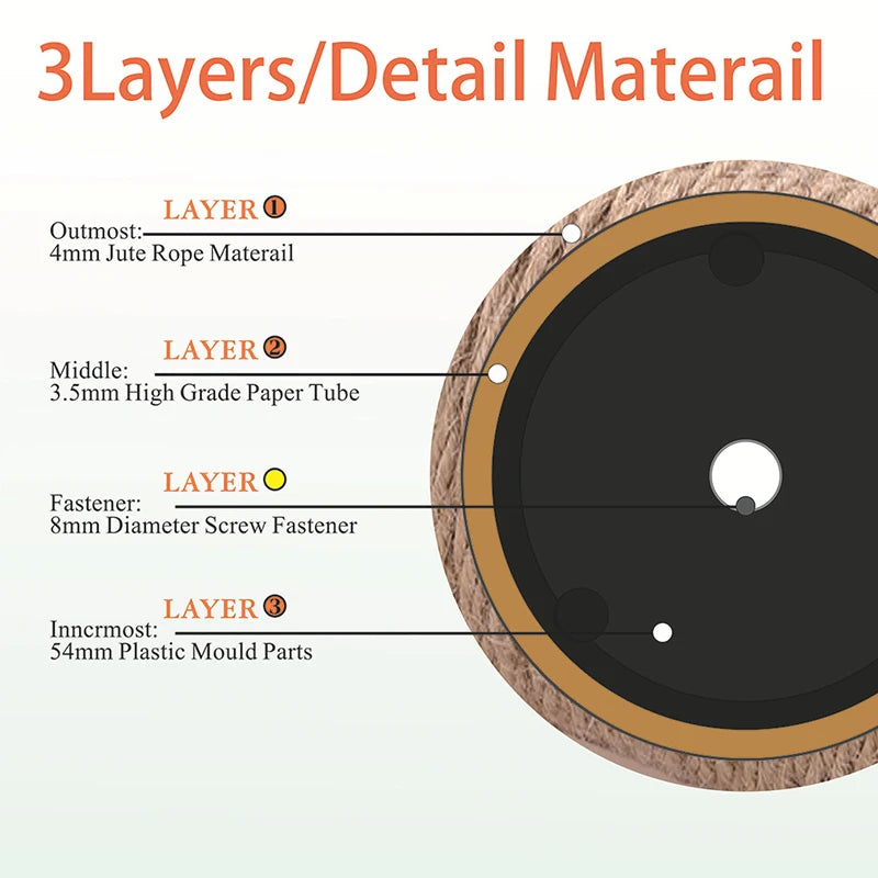 Poteau de remplacement en sisal naturel pour arbre à chat - diamètre 7 cm