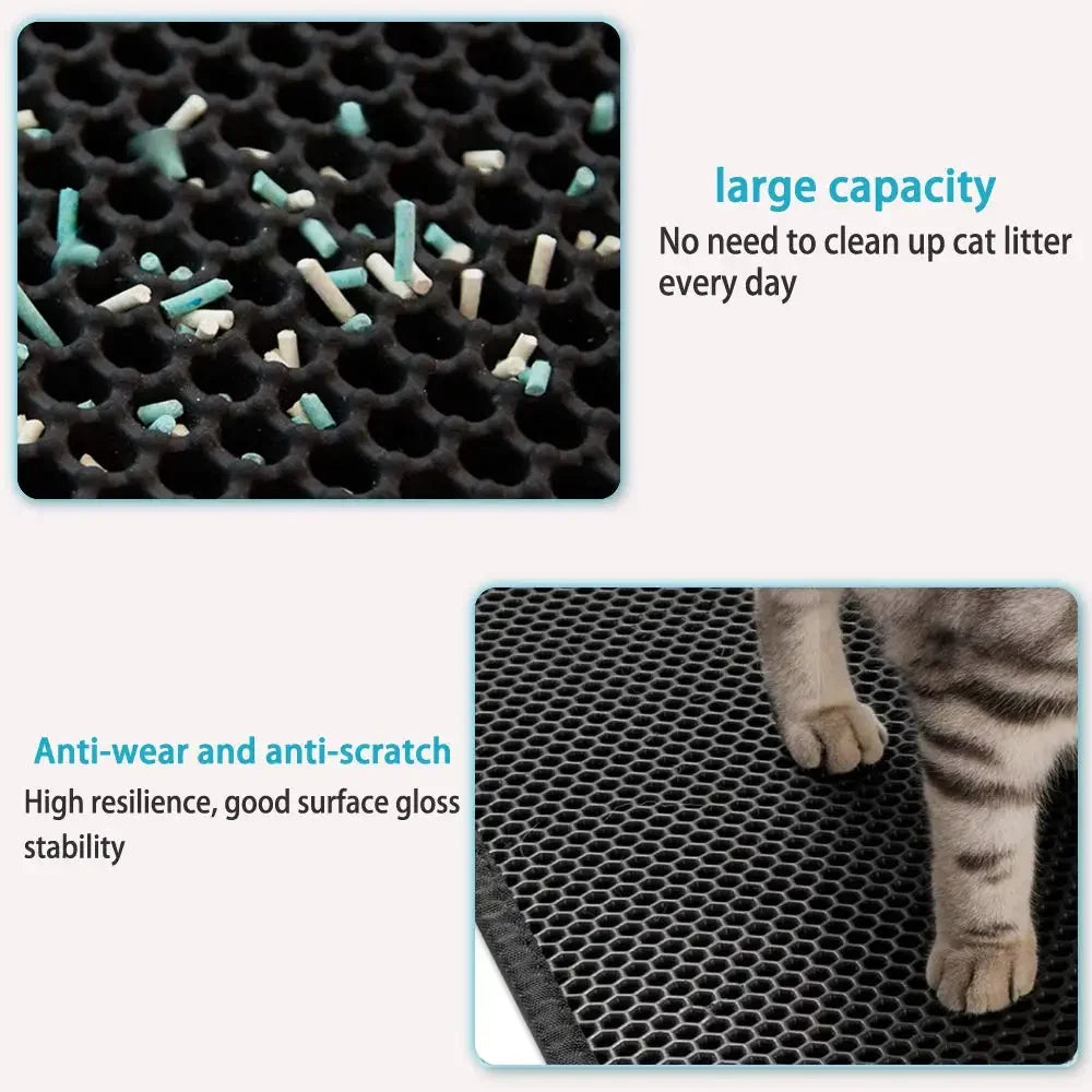 Tapis de litière imperméable à double couche pour chat