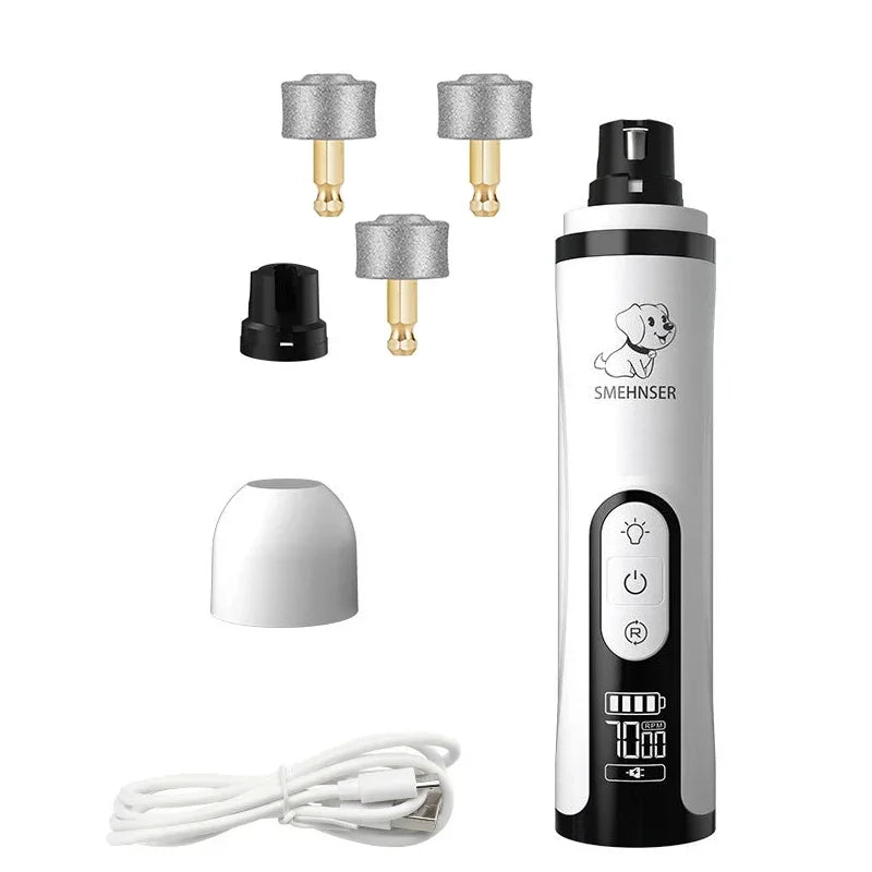 Ponceuse à griffes avec lumière LED rechargeable - 3 Vitesses pour chien et chat