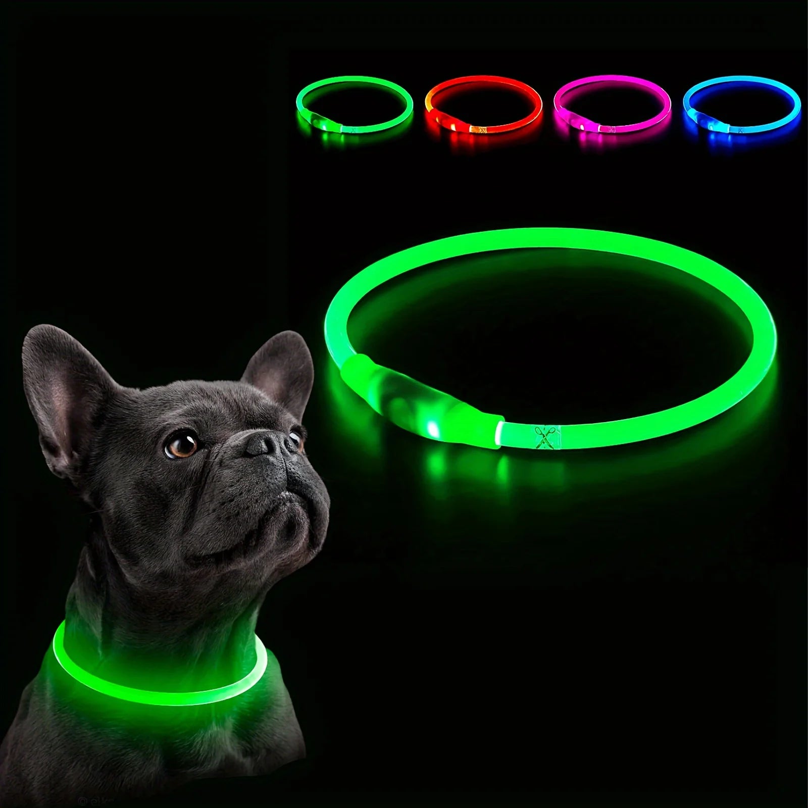 Collier Lumineux à LED Sécurisant avec 3 Modes d'Éclairage, Rechargeable par USB pour Chien