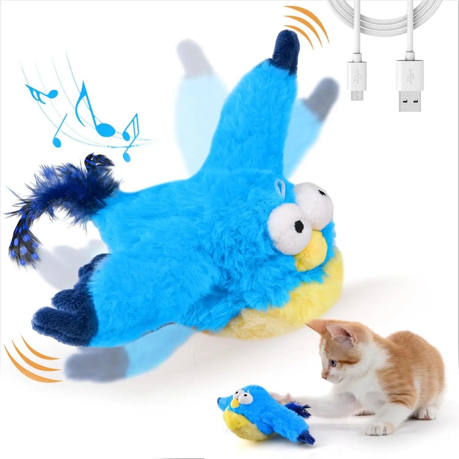 Oiseau interactif gazouillant rechargeable pour chat