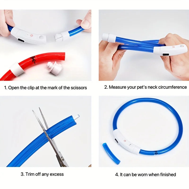 Collier Lumineux à LED Sécurisant avec 3 Modes d'Éclairage, Rechargeable par USB pour Chien