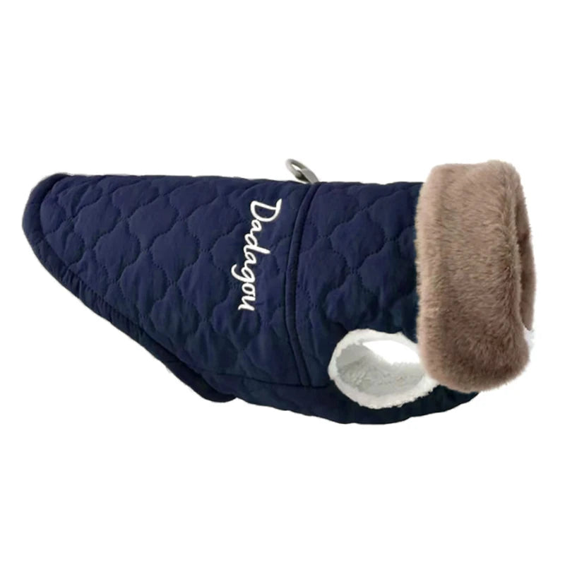 Manteau Imperméable avec col en fourrure et doublure en polaire pour petits chiens