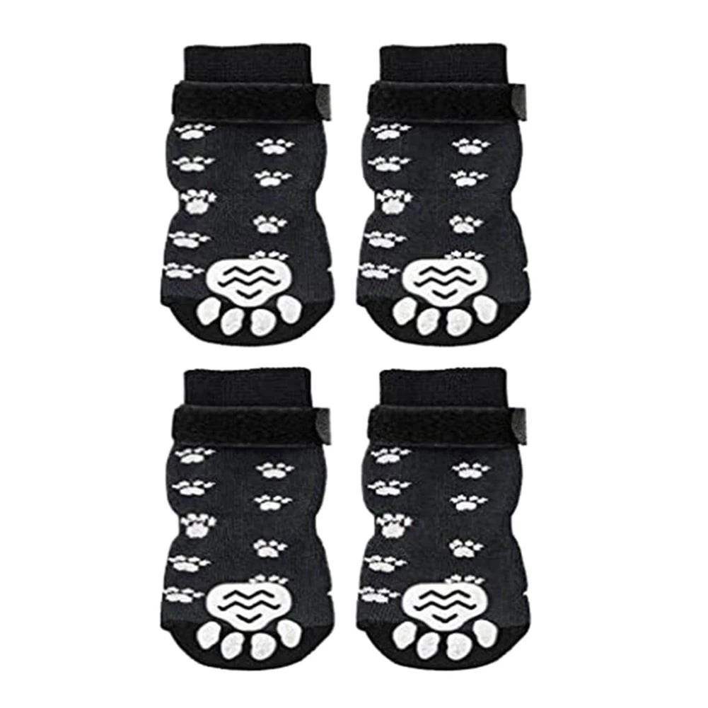Lot de 4 chaussettes réglables antidérapantes et confortables pour chien