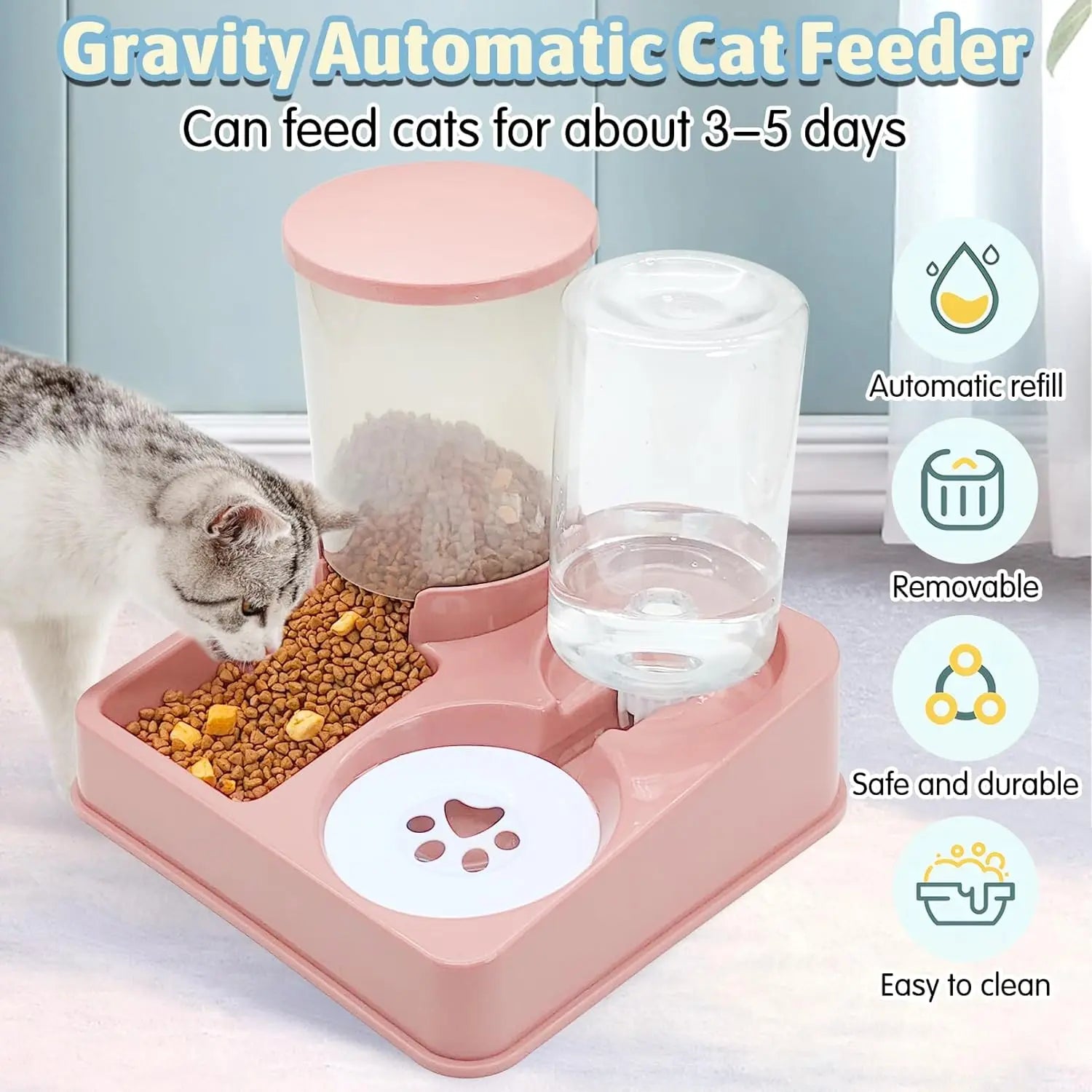 Distributeur automatique 2 en 1 eau et nourriture pour petits chiens et chats